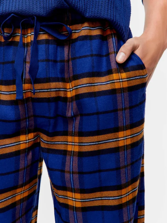 Men Navy Check Flannelette Pj Pant Navy Peter Alexander Pants