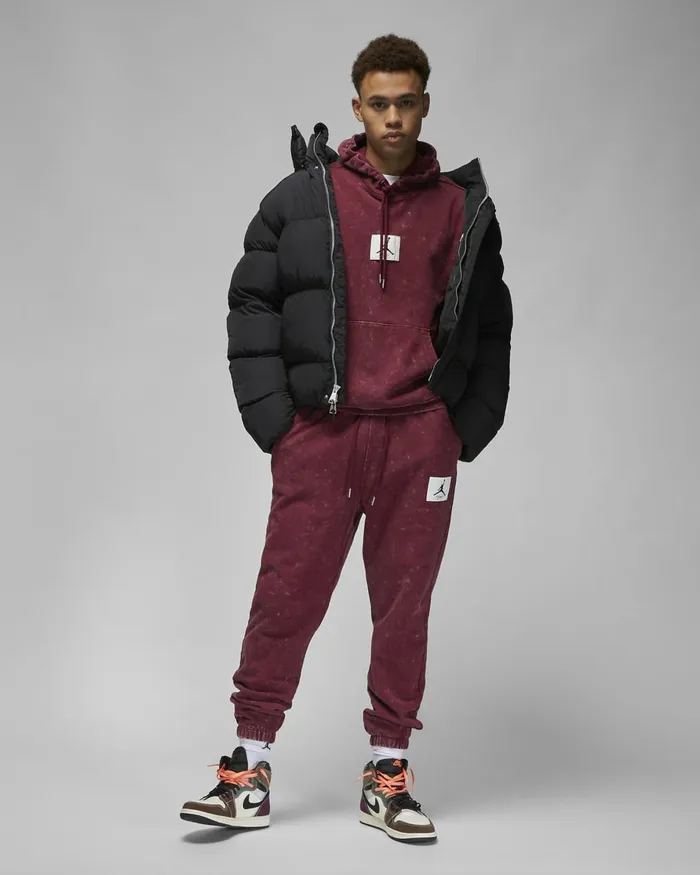 Men Nike Hoodies And Sweatshirts Jordan Flight Fleece Cherrywood Red
