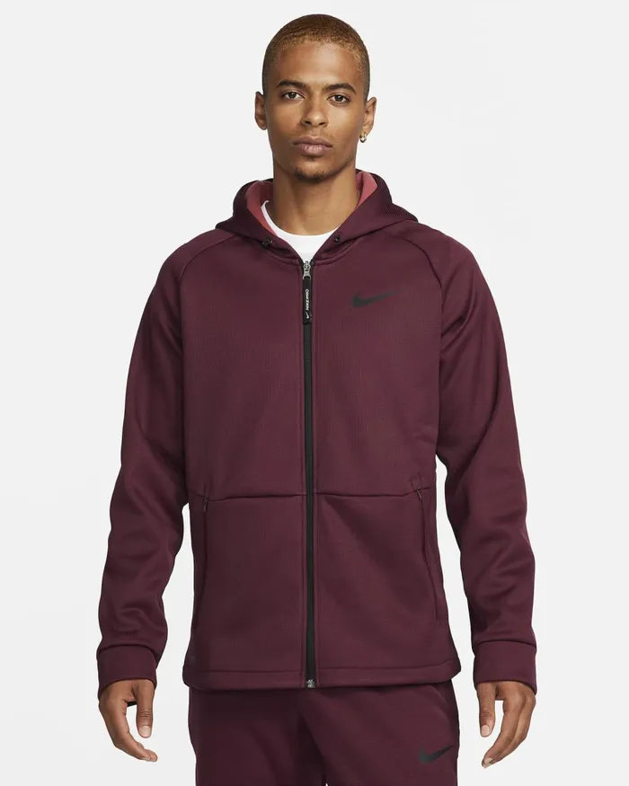 Men Nike Hoodies And Sweatshirts Therma Sphere Night Marooncedarblack