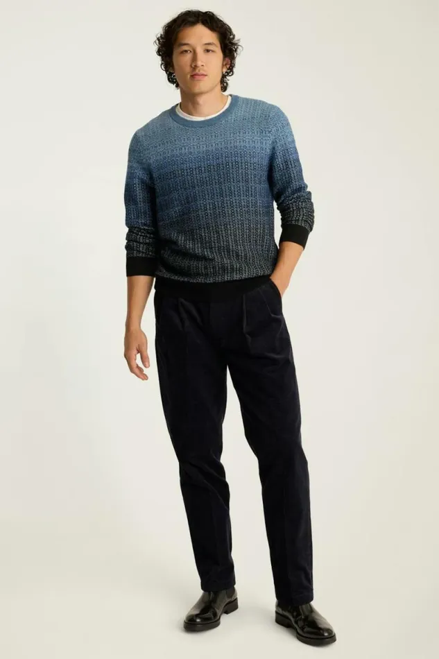 Men Ombre Crew Neck Sweater Navy Blue Ombre Bonobos Crew and VNeck Sweaters