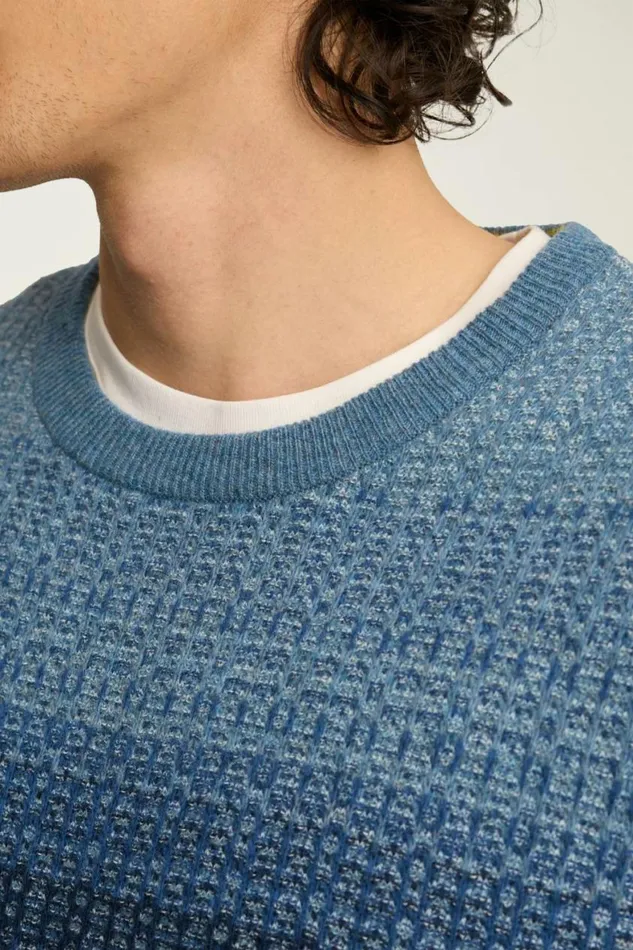 Men Ombre Crew Neck Sweater Navy Blue Ombre Bonobos Crew and VNeck Sweaters