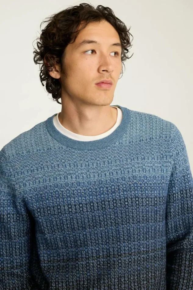 Men Ombre Crew Neck Sweater Navy Blue Ombre Bonobos Crew and VNeck Sweaters