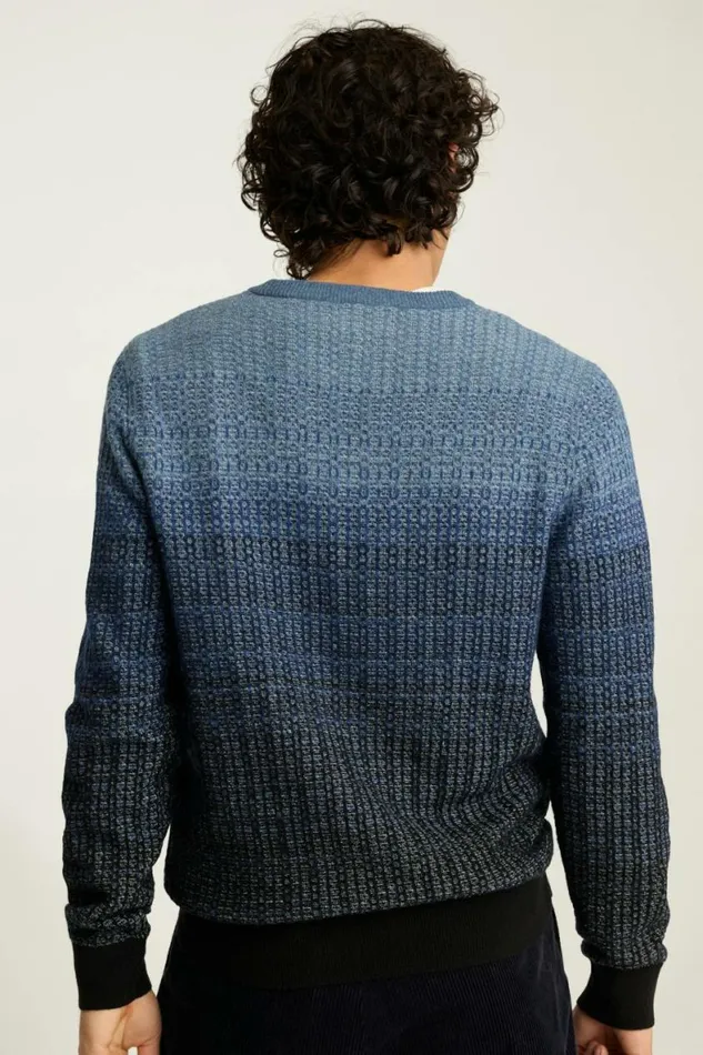 Men Ombre Crew Neck Sweater Navy Blue Ombre Bonobos Crew and VNeck Sweaters