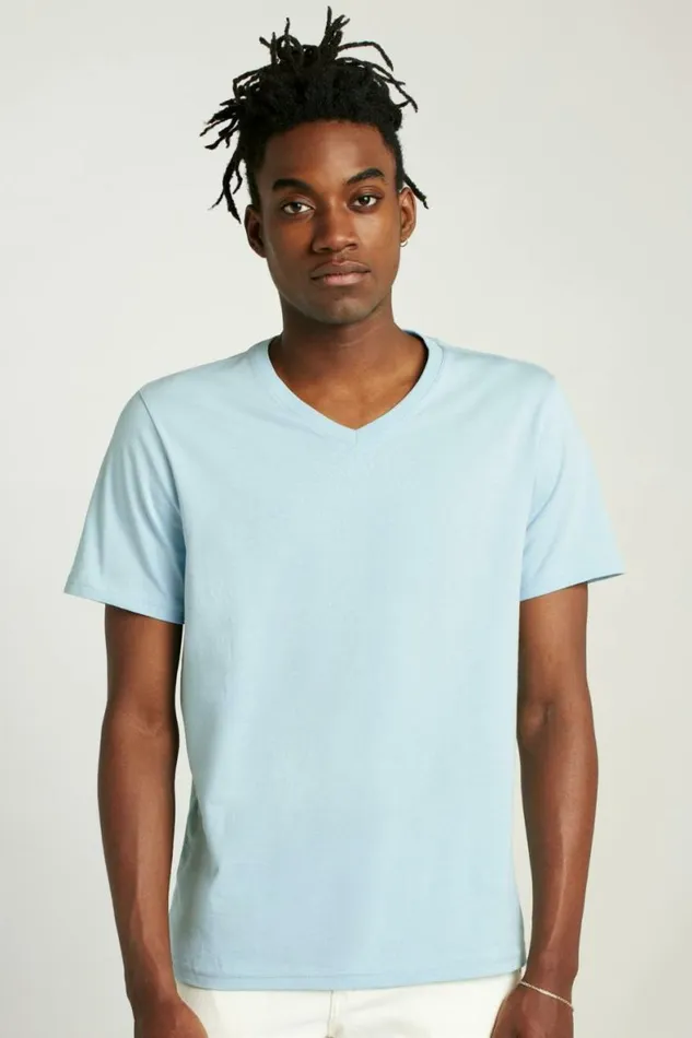 Men Organic Cotton VNeck Tee Blue Stratosphere Bonobos Short Sleeve Tees