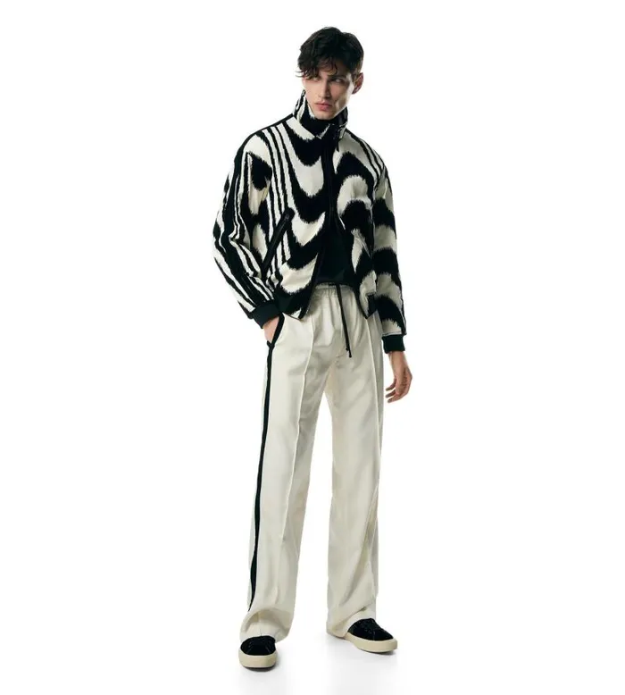 Men Outerwear Tom Ford Flocked Wave Funnel Track Top Men Outerwear Tom Ford Flocked Wave Funnel Track Top