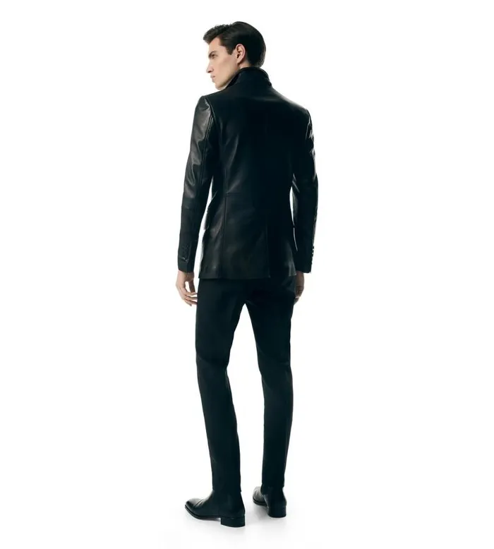 Men Outerwear Tom Ford Plonge Leather Sartorial Blazer Black Men Outerwear Tom Ford Plonge Leather Sartorial Blazer Black