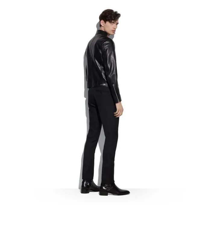 Men Outerwear Tom Ford Soft Leather Cafe Biker Black