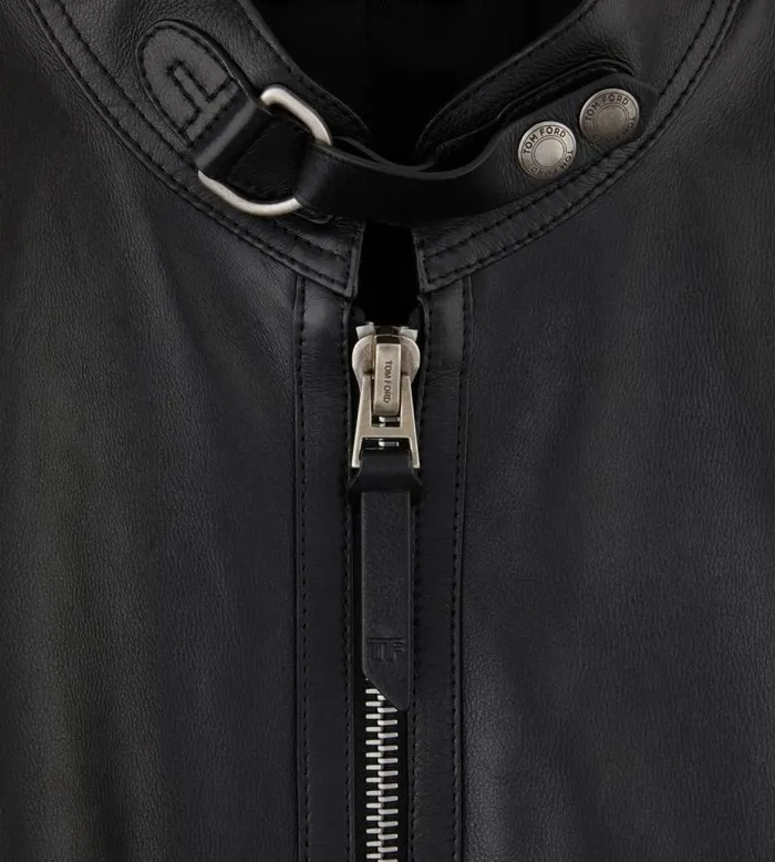 Men Outerwear Tom Ford Soft Leather Cafe Biker Black