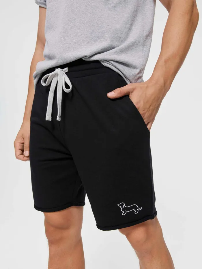 Men PA Black Cut Off Sweat Short Black Peter Alexander Shorts