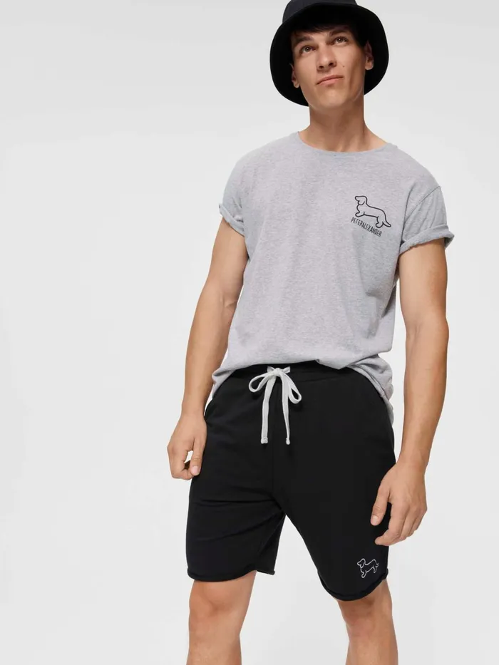 Men PA Black Cut Off Sweat Short Black Peter Alexander Shorts