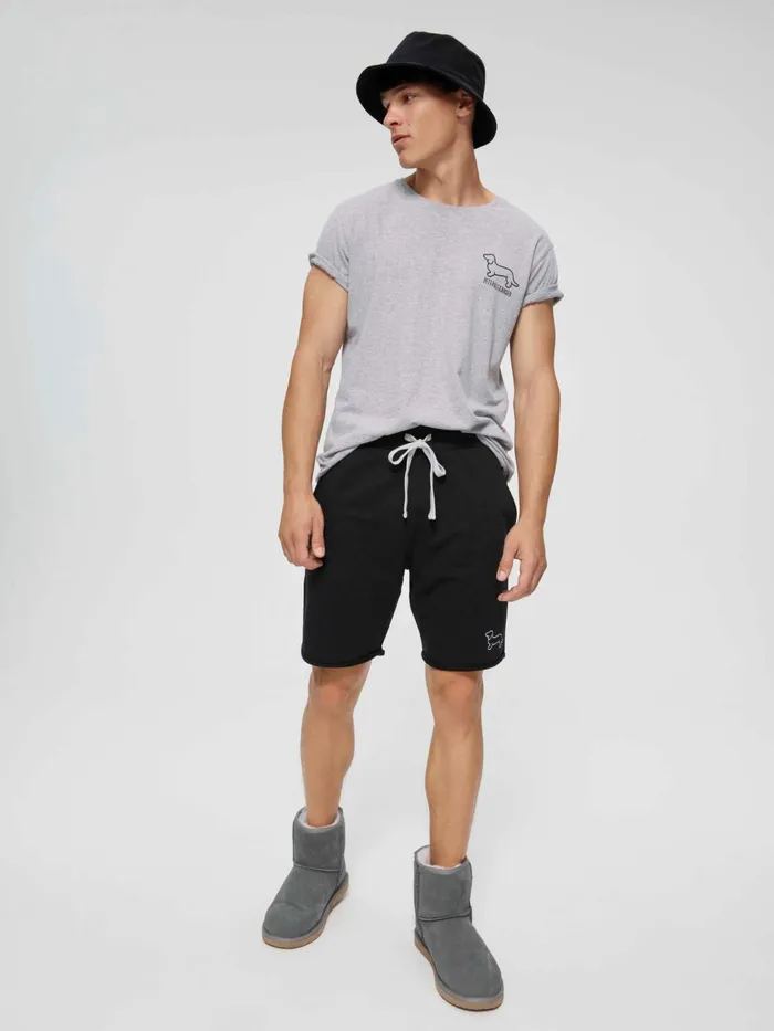 Men PA Black Cut Off Sweat Short Black Peter Alexander Shorts