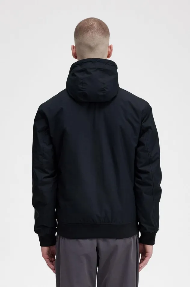 Men Padded Hooded Brentham Jacket Blackgunmetal Fred Perry Coats and Jackets