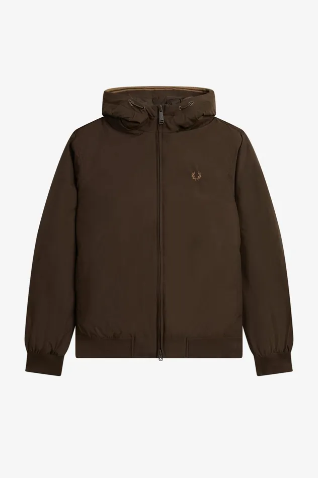 Men Padded Hooded Brentham Jacket Burnt Tobacco Fred Perry Coats and Jackets