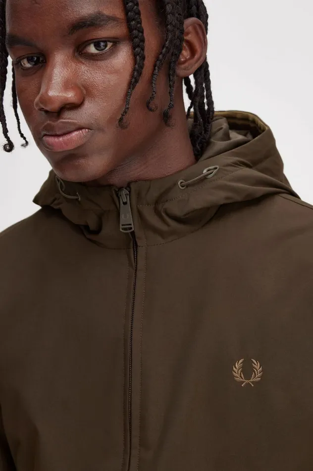 Men Padded Hooded Brentham Jacket Burnt Tobacco Fred Perry Coats and Jackets