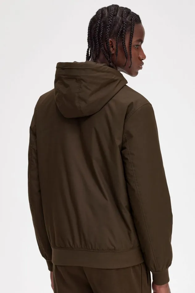 Men Padded Hooded Brentham Jacket Burnt Tobacco Fred Perry Coats and Jackets