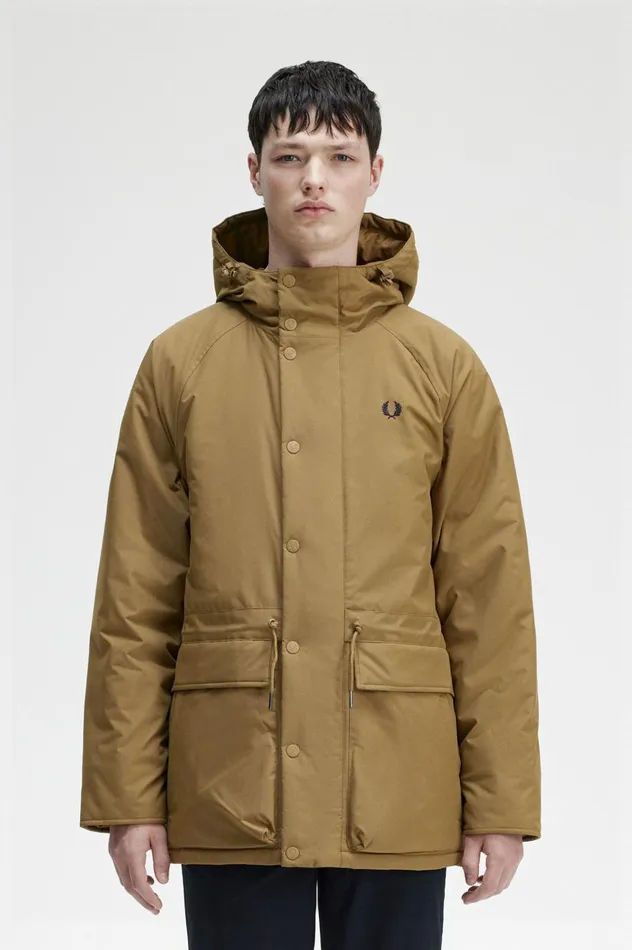 Men Padded Zip Through Jacket Shaded Stone Fred Perry Coats and Jackets