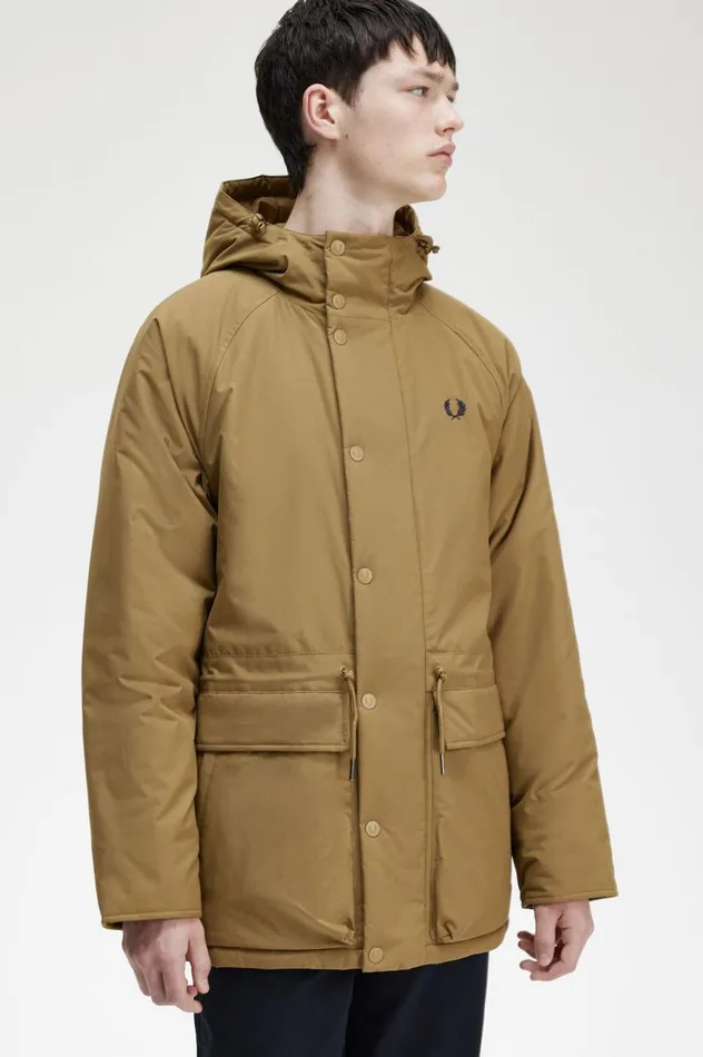 Men Padded Zip Through Jacket Shaded Stone Fred Perry Coats and Jackets