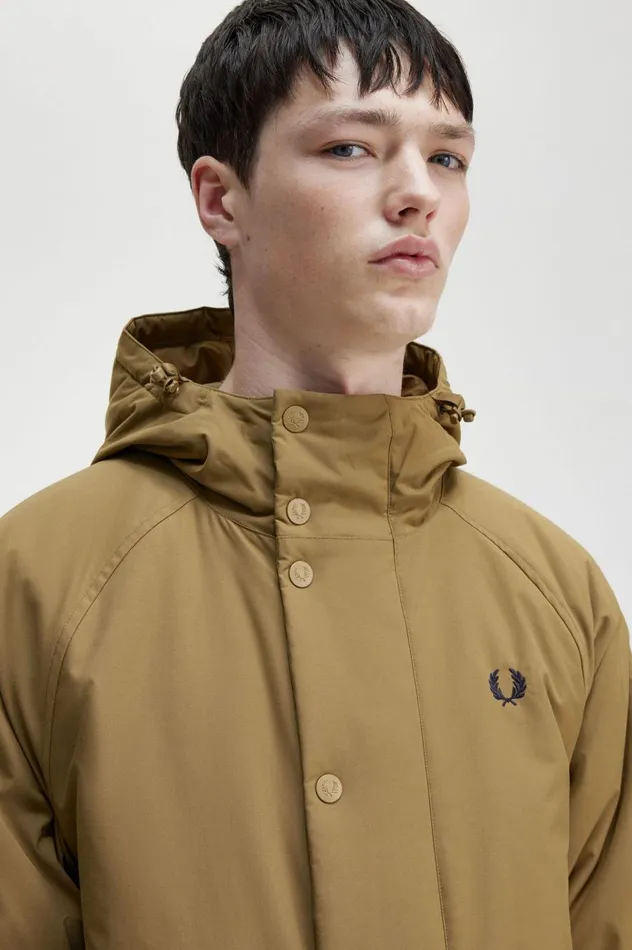 Men Padded Zip Through Jacket Shaded Stone Fred Perry Coats and Jackets
