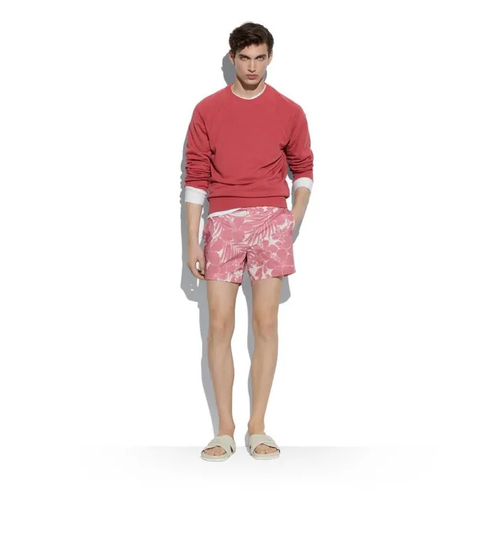 Men Pants and Shorts Tom Ford Floral Print Swim Short Dusty Rose