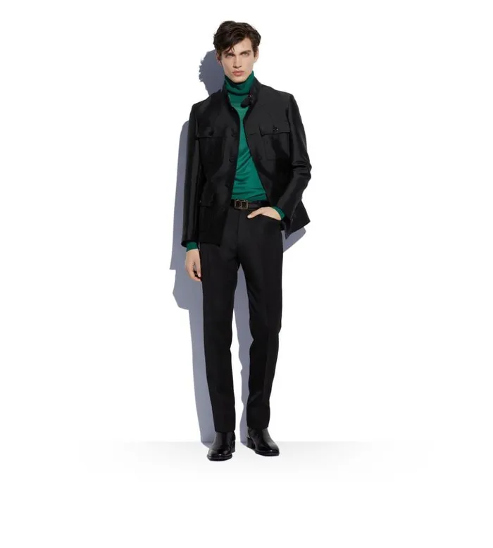 Men Pants and Shorts Tom Ford Whipcord Atticus Trouser Black