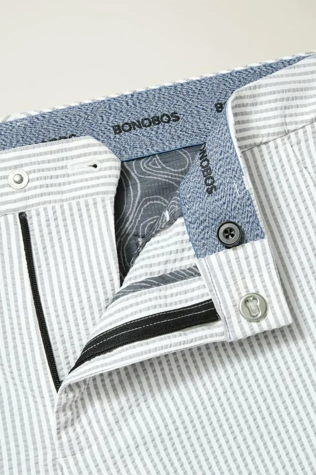 Men Performance Seersucker Golf Pant Grey And White Stripe Bonobos Chinos