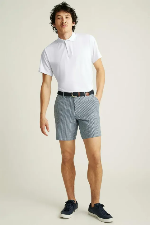 Men Performance Seersucker Golf Short Bluesy Stripe Bonobos Golf Shorts