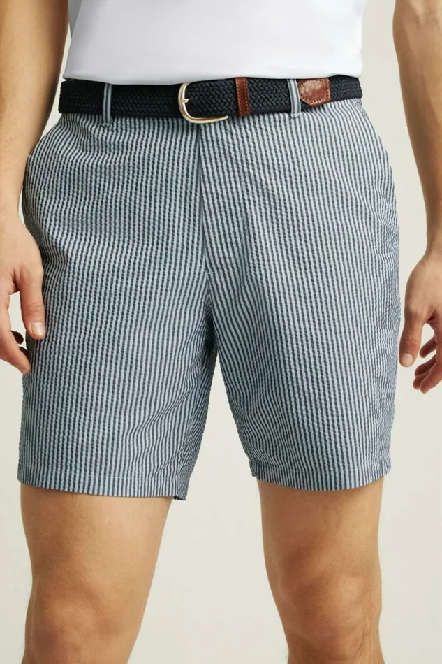 Men Performance Seersucker Golf Short Bluesy Stripe Bonobos Golf Shorts