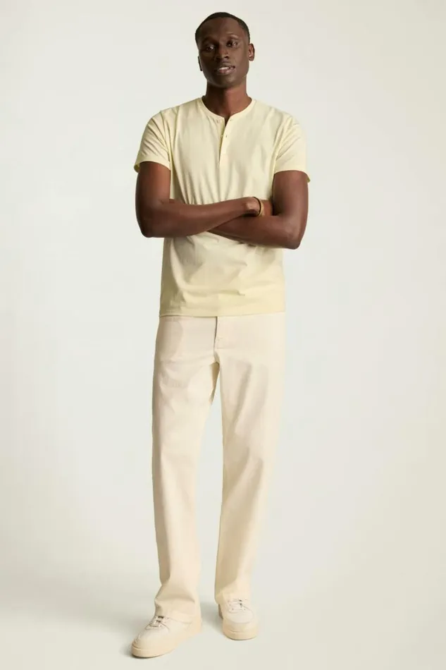 Men Pima Performance Short Sleeve Henley Light Beige Bonobos Henleys