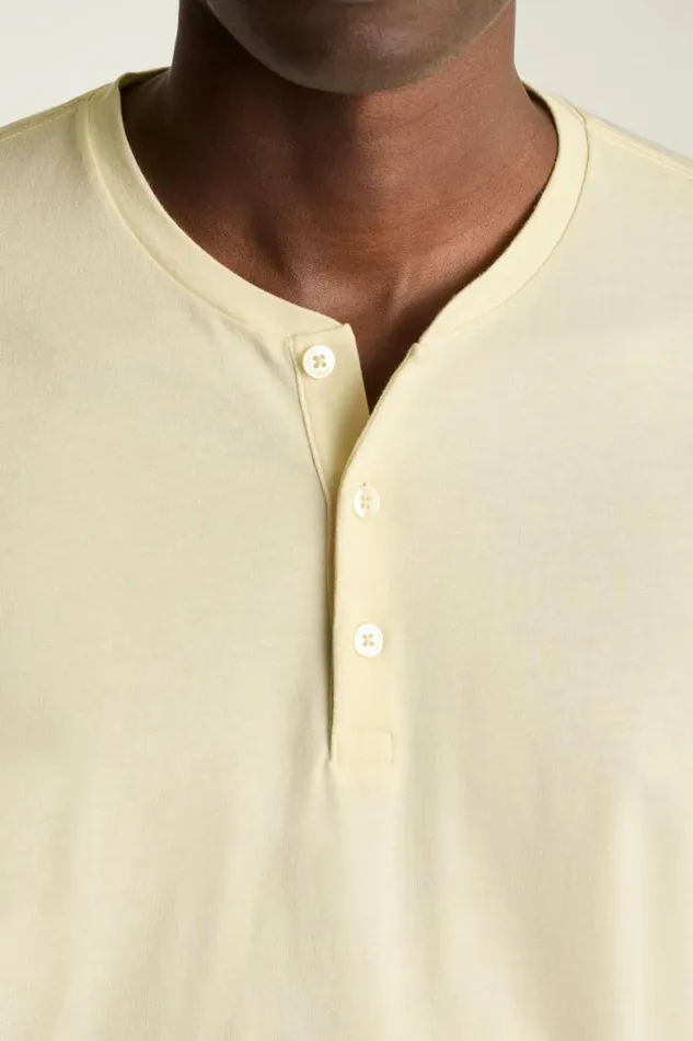Men Pima Performance Short Sleeve Henley Light Beige Bonobos Henleys