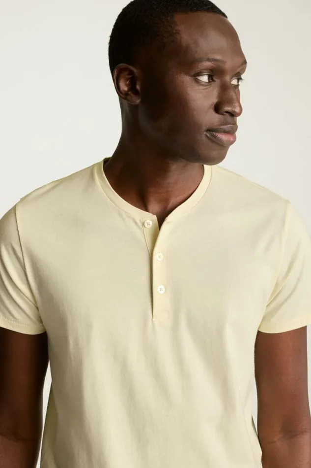 Men Pima Performance Short Sleeve Henley Light Beige Bonobos Henleys