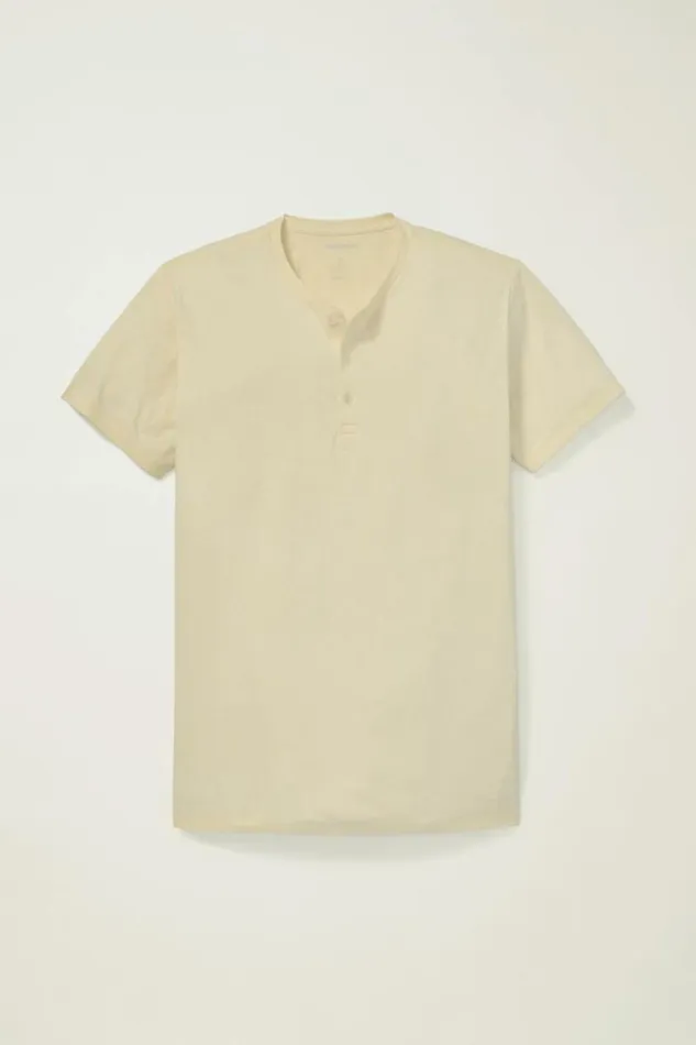 Men Pima Performance Short Sleeve Henley Light Beige Bonobos Henleys