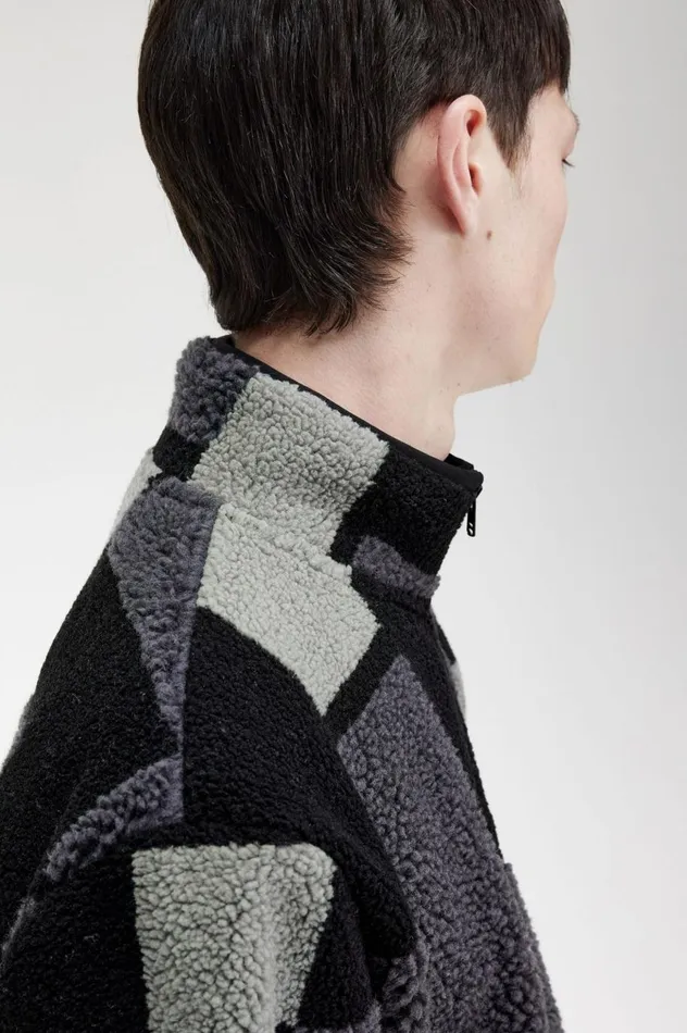 Men Pixel Borg Fleece Black Fred Perry Sweatshirts