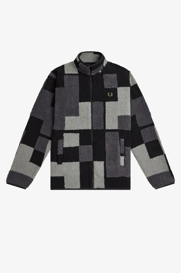 Men Pixel Borg Fleece Black Fred Perry Sweatshirts