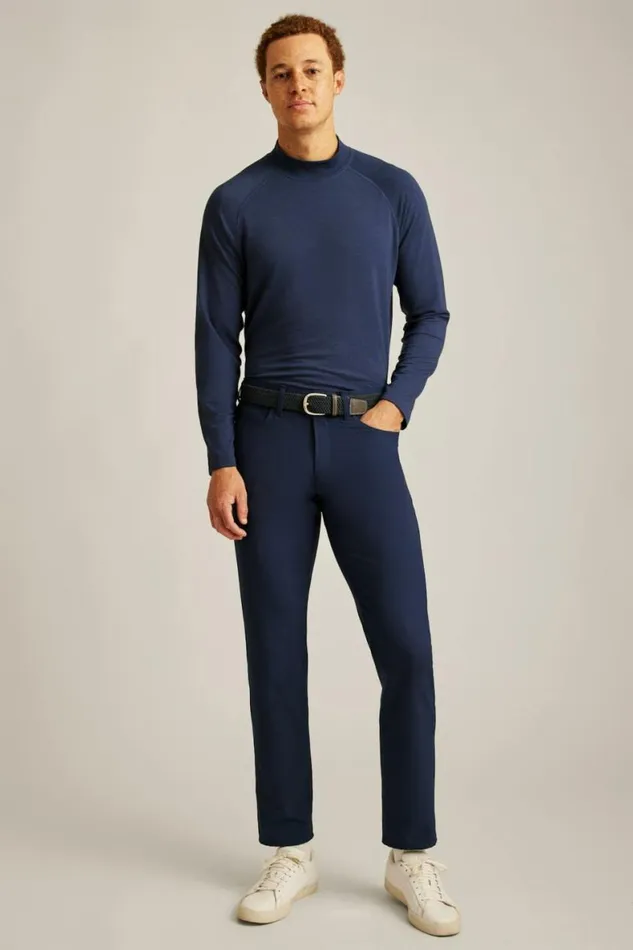 Men Playthrough Performance Mock Neck Navy Bonobos Crew and VNeck Sweaters