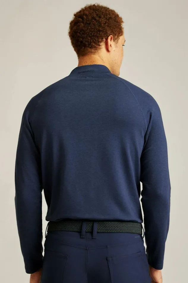 Men Playthrough Performance Mock Neck Navy Bonobos Crew and VNeck Sweaters