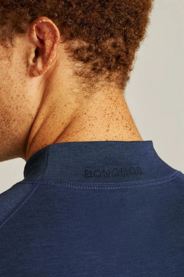 Men Playthrough Performance Mock Neck Navy Bonobos Crew and VNeck Sweaters