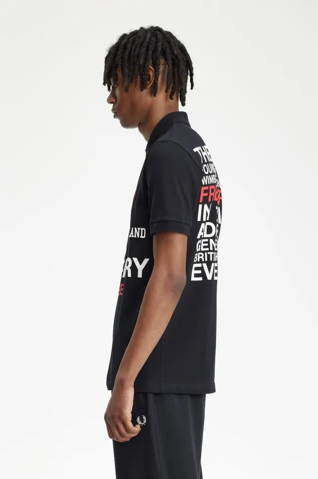 Men PleasuresLogo Shirt Black Fred Perry Polo Shirts