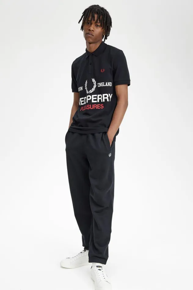 Men PleasuresLogo Shirt Black Fred Perry Polo Shirts