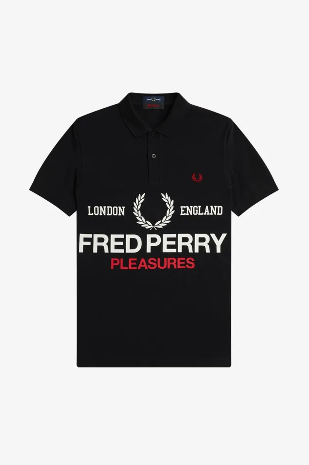 Men PleasuresLogo Shirt Black Fred Perry Polo Shirts