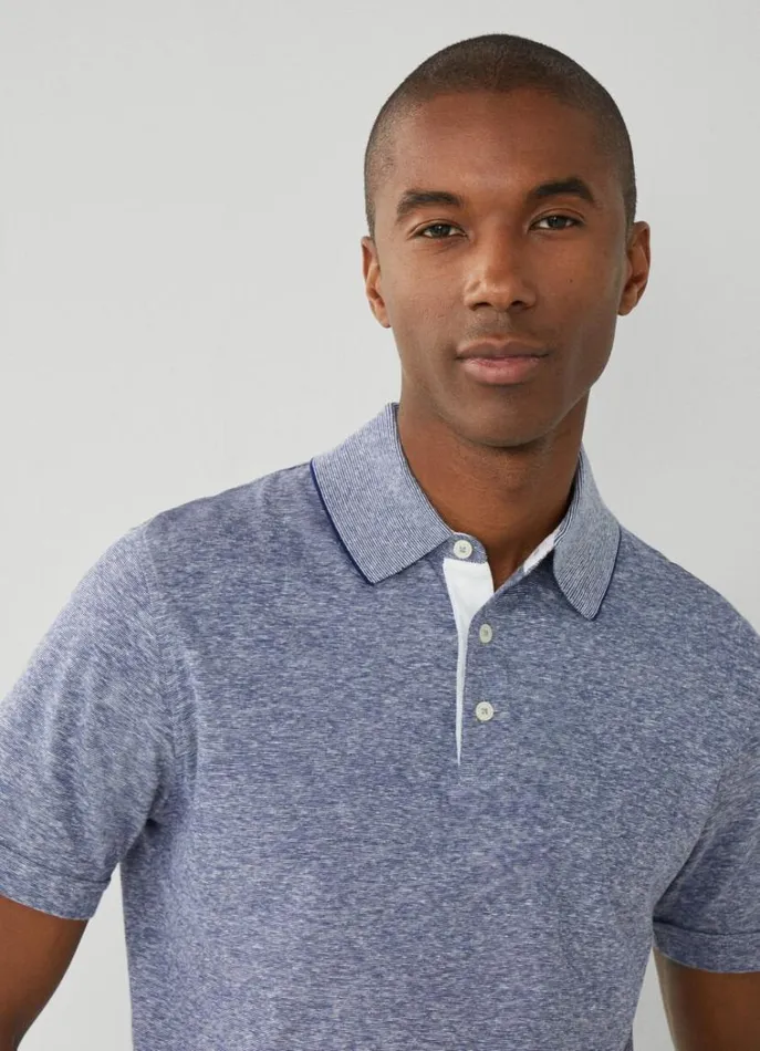 Men Polo Shirts Hackett London Classic Fit Fil A Fil Polo Blue Print