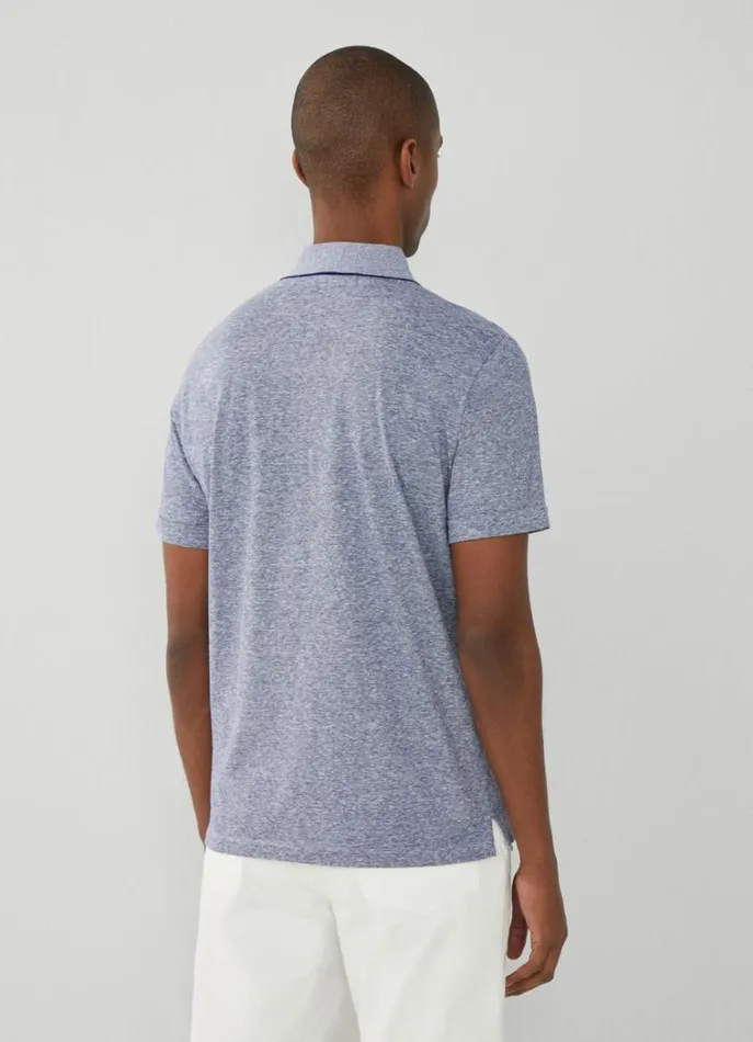 Men Polo Shirts Hackett London Classic Fit Fil A Fil Polo Blue Print