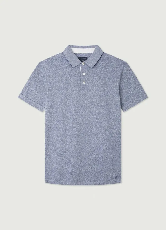 Men Polo Shirts Hackett London Classic Fit Fil A Fil Polo Blue Print