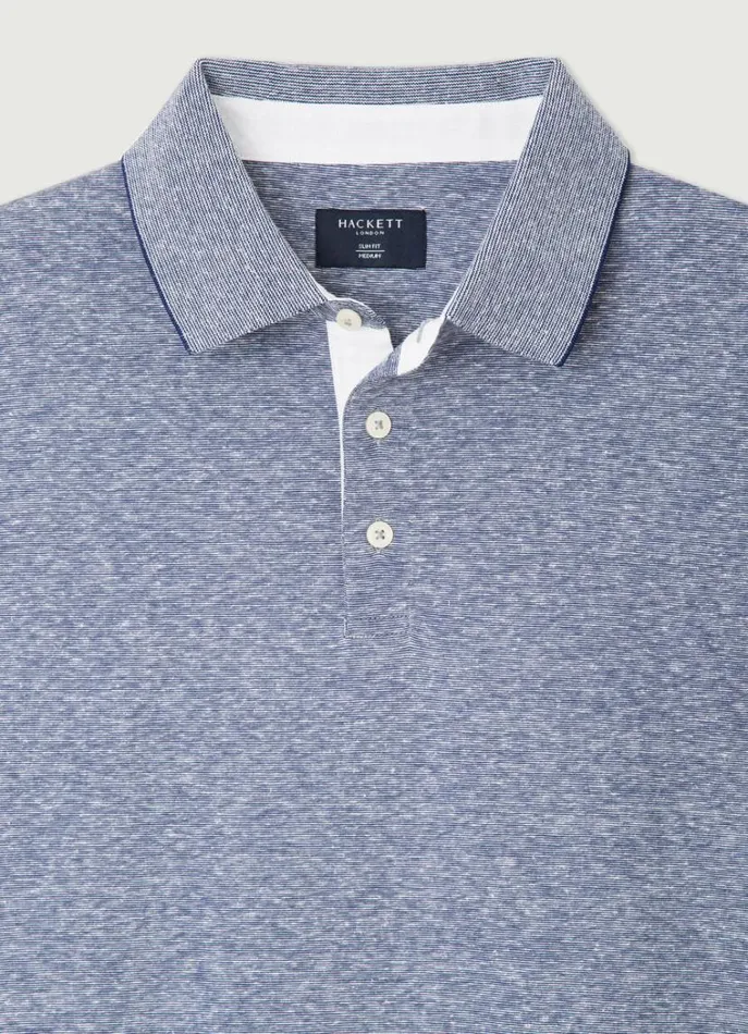 Men Polo Shirts Hackett London Classic Fit Fil A Fil Polo Blue Print