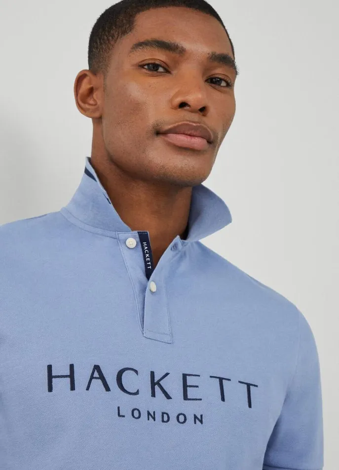 Men Polo Shirts Hackett London Classic Fit Piqu Heritage Polo Blue