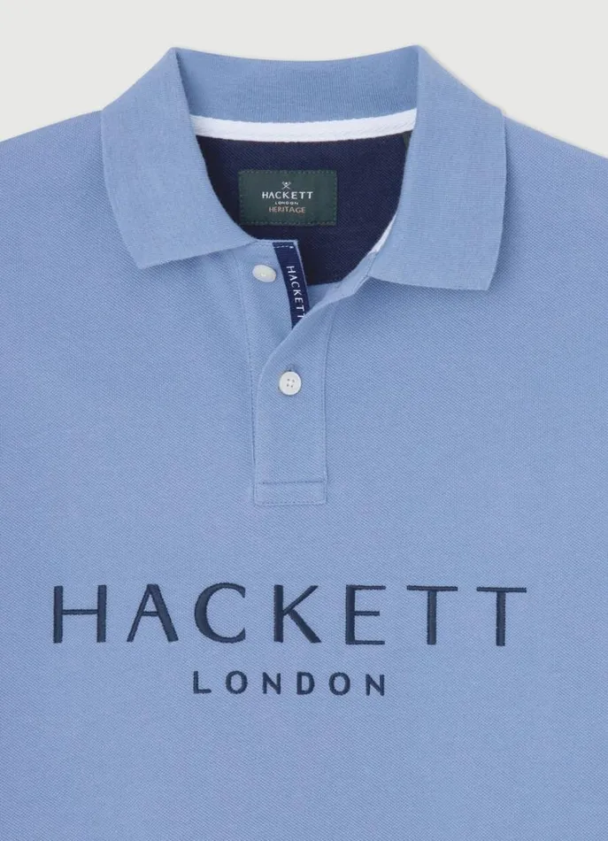 Men Polo Shirts Hackett London Classic Fit Piqu Heritage Polo Blue