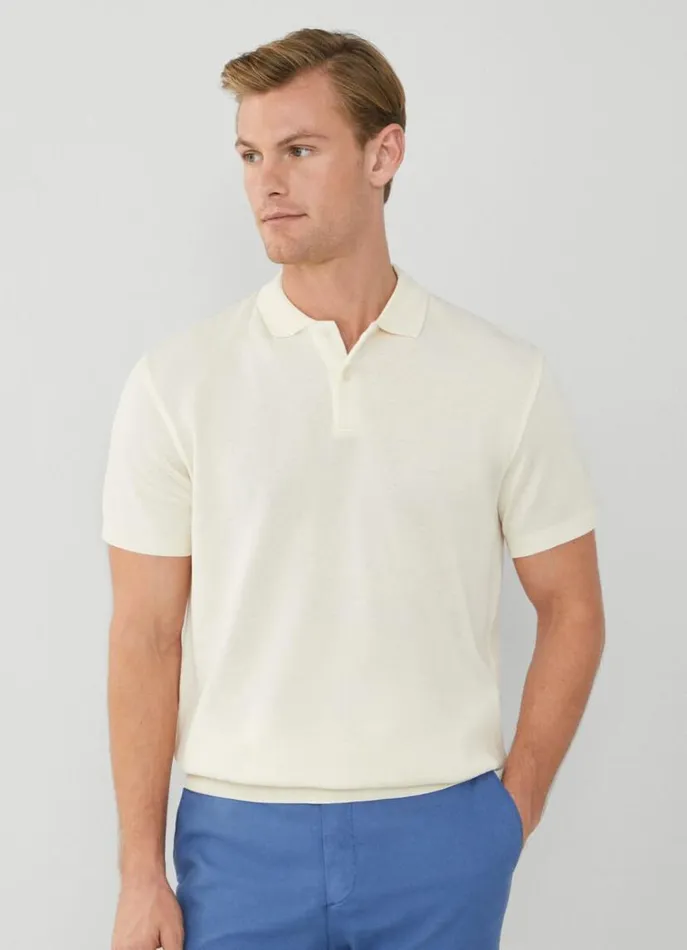 Men Polo Shirts Hackett London Classic Fit Piqu Polo Canvas White