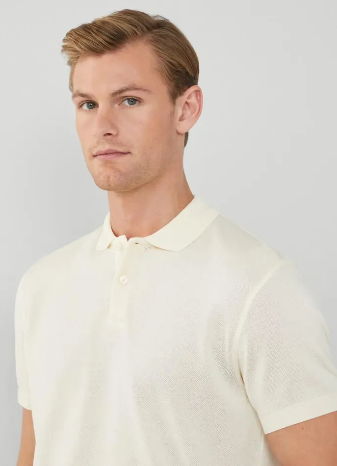 Men Polo Shirts Hackett London Classic Fit Piqu Polo Canvas White
