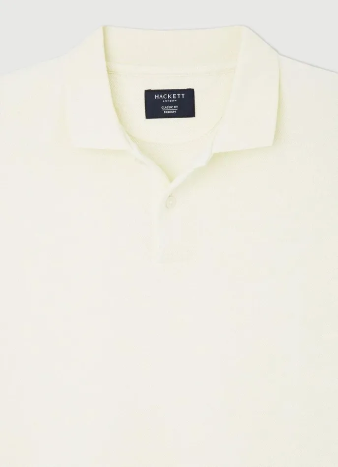 Men Polo Shirts Hackett London Classic Fit Piqu Polo Canvas White