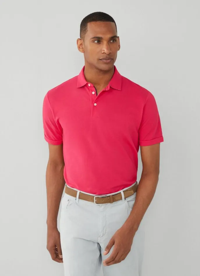 Men Polo Shirts Hackett London Classic Fit Piqu Polo Fuchsia