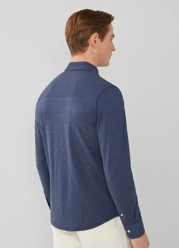 Men Polo Shirts Hackett London Slim Fit Long Sleeve Knit Polo Navy